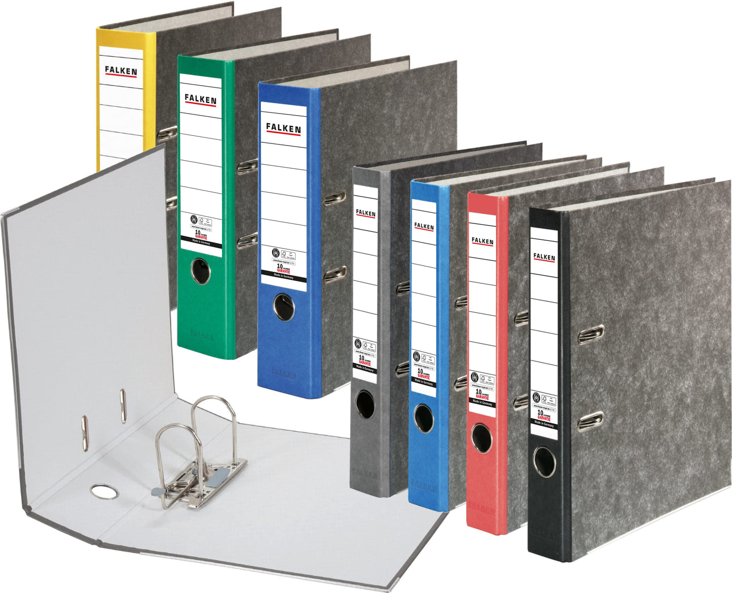 Original Falcons 10-pack recycling folders cloud marble. Made in Germany. 8 cm wide DIN A4 blue back ring binder file folder office folder cardboard folder CO2-neutral Blue Angel.