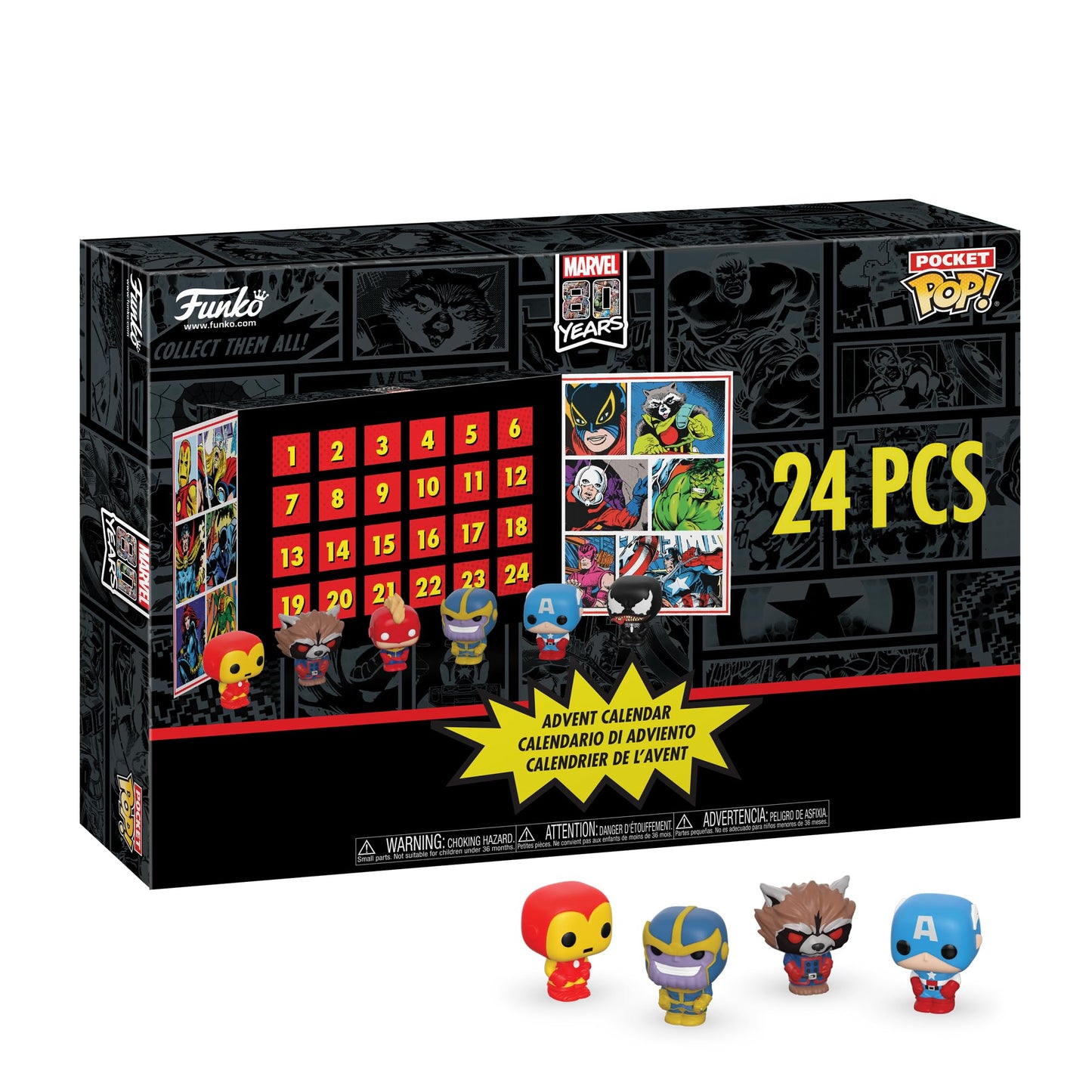 Funko Advent Calendar: Marvel 24pc - Iron Man - (Pocket Pop!) - Marvel Comics - 24 Days of Surprise - Vinyl Mini-Figure for Collecting - Mystery Box - Gift Idea - Christmas Holiday