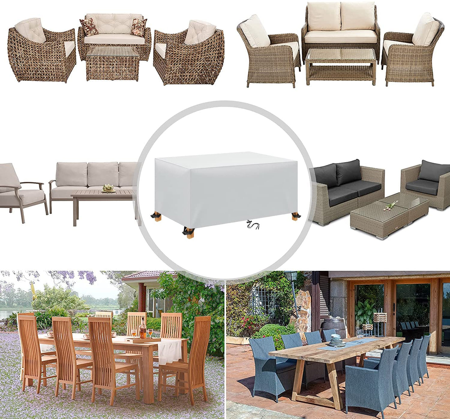 TopIdea Garden Furniture Cover 201x94x89cm Multi Size Furniture Cover 600D Protective Cover for Patio Furniture Garden Furniture Covers for Furniture Sets Tables and Chairs