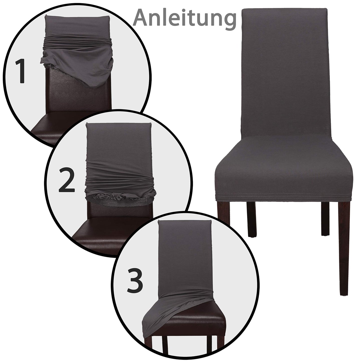 Staboos chair covers 6-piece set - High-quality and elastic chair covers for swing chairs - Easy-care chair covers & covers for chairs - Perfect chair cover 6-piece set - ÖKO TEX certified - Dark gray