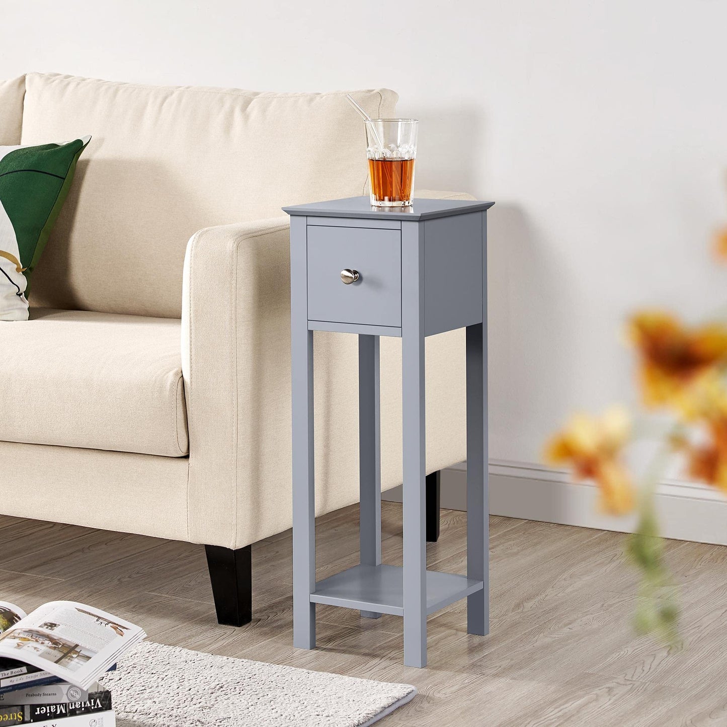 Yaheetech 2-Pack Nightstand Bedside Table with 1 Drawer & Shelf Simple End Table Storage Side Table for Living Room/Bedroom, Gray
