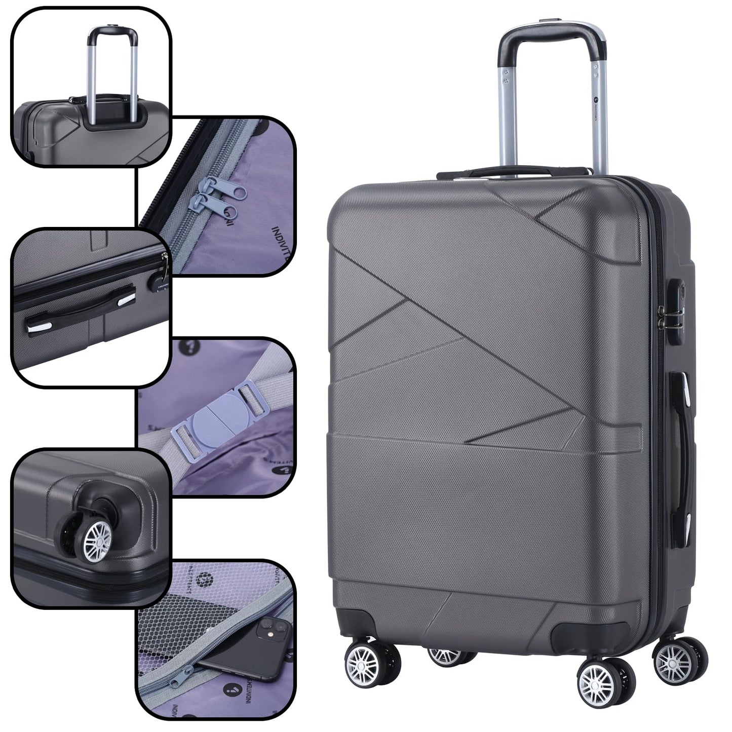 Int'x suitcase hard shell suitcase rolling suitcase carry-on XHA126 Size M