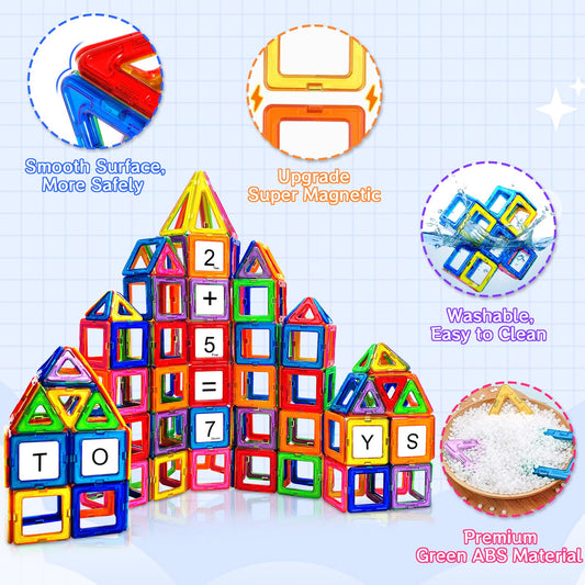 AQXONG 126 Piece Magnetic Building Blocks, Magnetic Toy Magnets for Kids, Fun Educational Construction Toy, Perfect Gift Choice for Boys and Girls Ages 3-8.