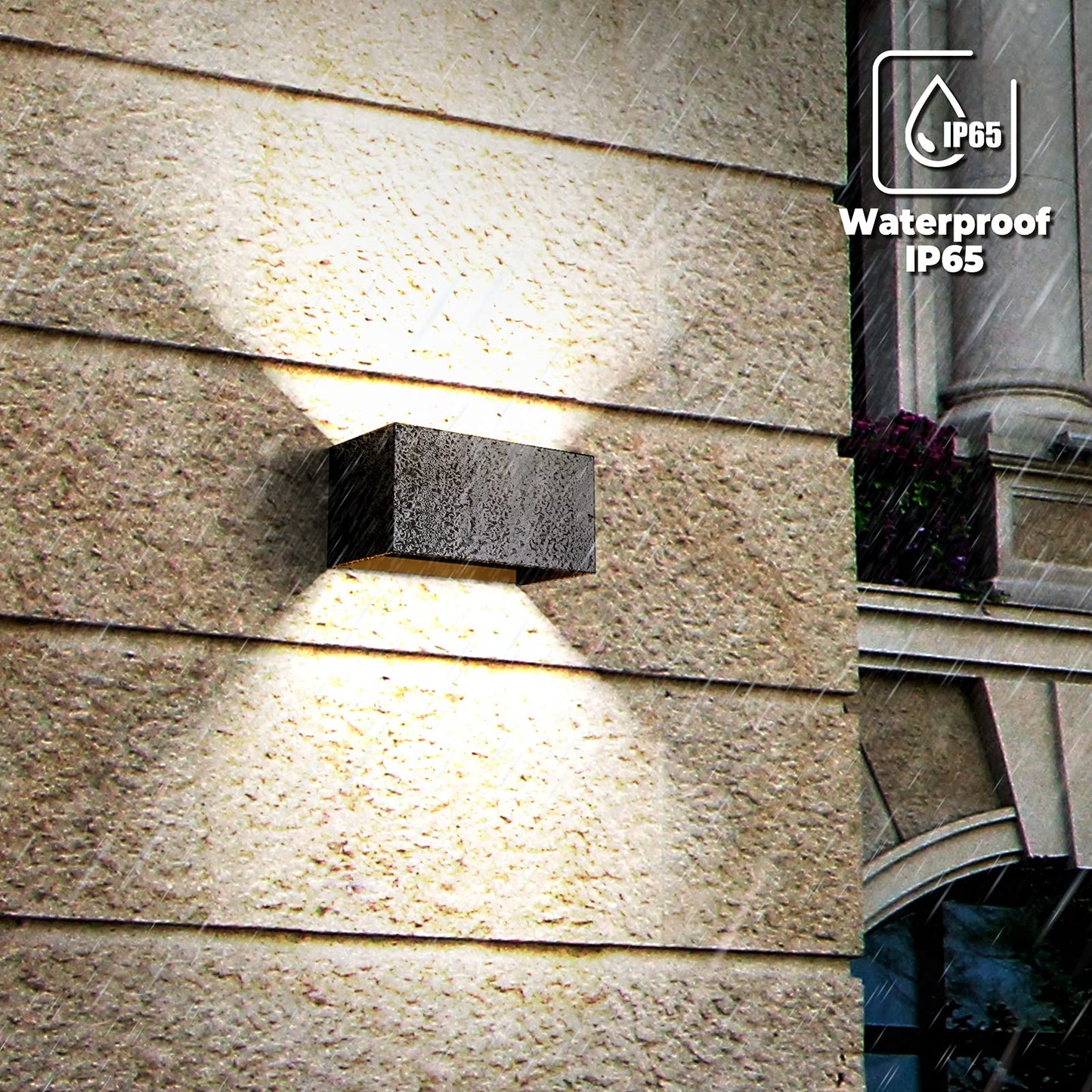 ENCOFT LED Wall Light Indoor/Outdoor 24W Black, Outdoor Wall Lamp, IP65 Waterproof Outdoor Wall Light, 6000K Cool White Exterior Light, Up Down Wall Lights Adjustable Light Beam for Balcony.
