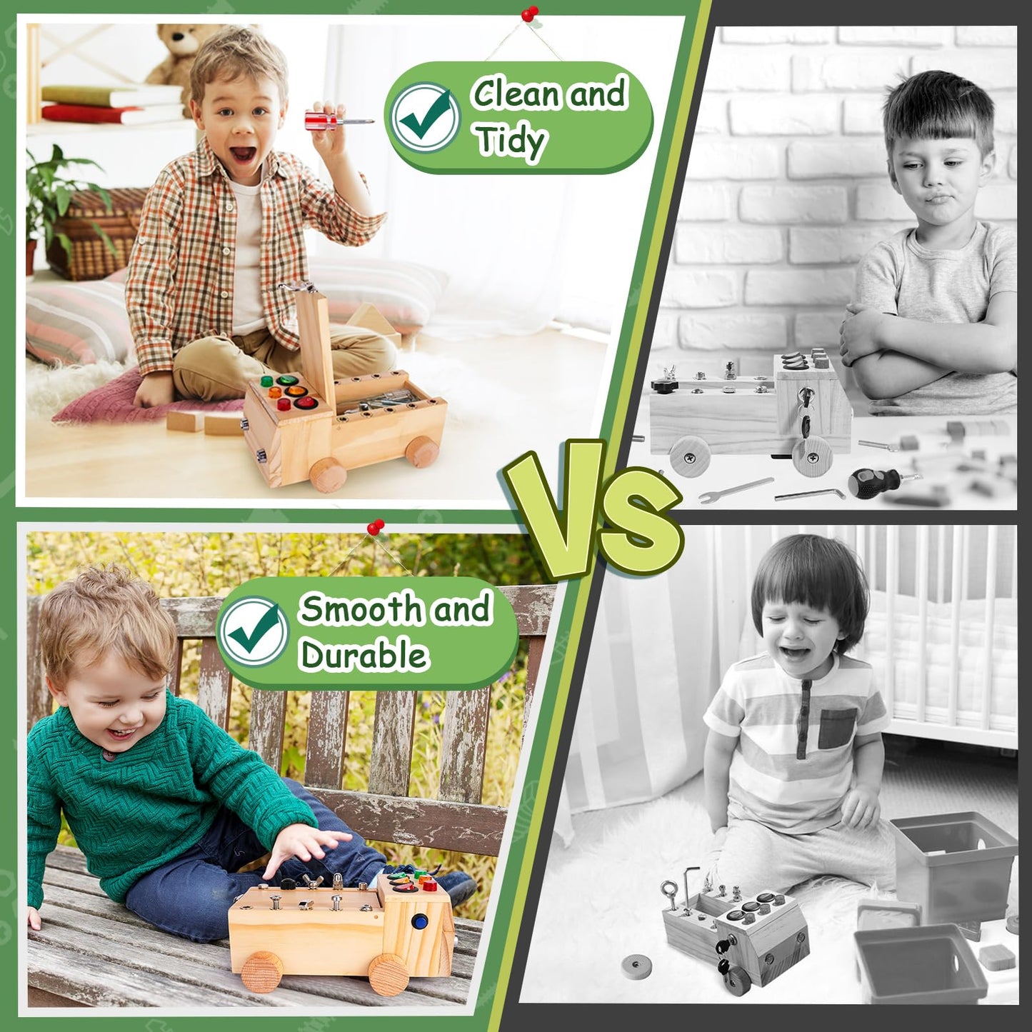 OAKJAR Montessori screwdriver board, Montessori toy for 2-6 year olds, Montessori busy board, wooden motor skills toy, educational toy for babies toddlers boys girls.