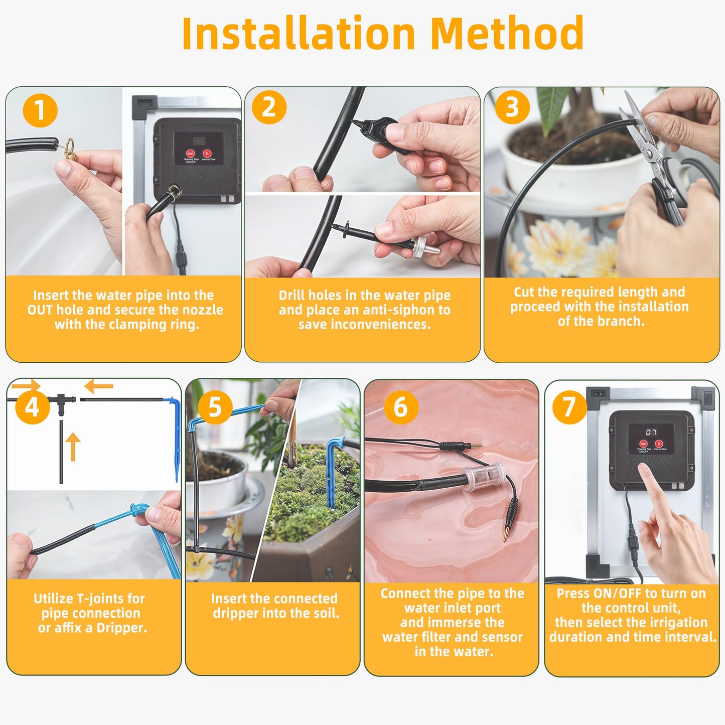 RISINGUP Solar Irrigation System for 30 pots, Plant Watering Devices Solar-powered automatic DIY irrigation system, garden irrigation system with 12 time modes for outdoor gardens.
