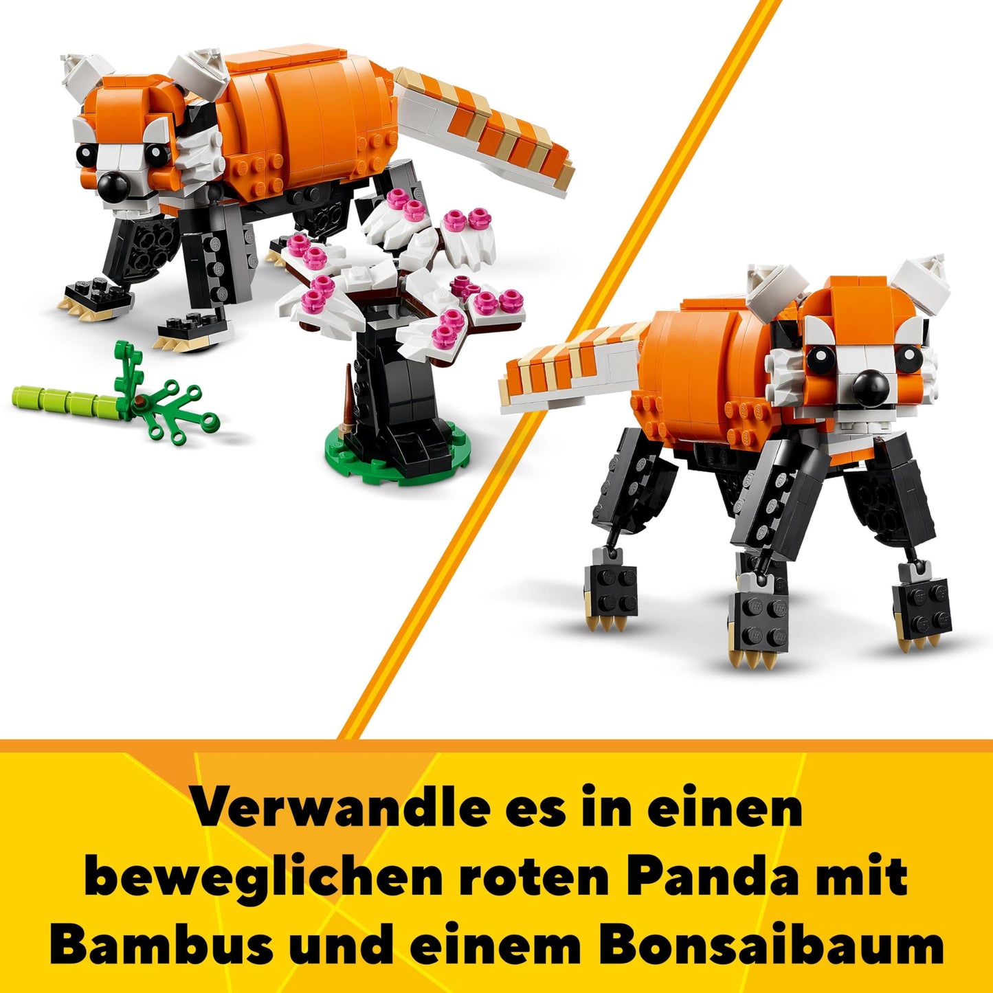 LEGO 31129 Creator Majestic Tiger, Panda, or Fish, 3-in-1 animal figure set, toy for kids, boys and girls, animal construction toy.