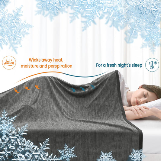 WOLTU Cooling Blanket 2 in 1, Summer Blanket Arc-Chill, Q-Max > 0.45, Double-sided Blanket for Summer, self-cooling breathable light, 220 x 240 cm, Gray