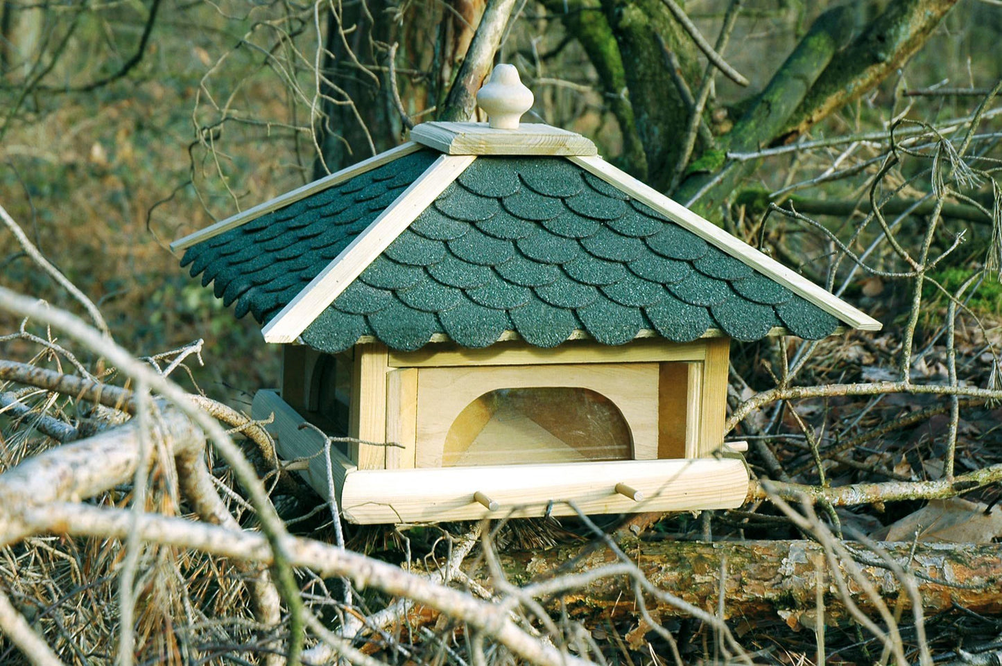 Luxury birdhouse 98700E Large XXL wooden birdhouse (pine) for garden, balcony, with 4 pull-out feed drawers - XL bird feeder birdhouse