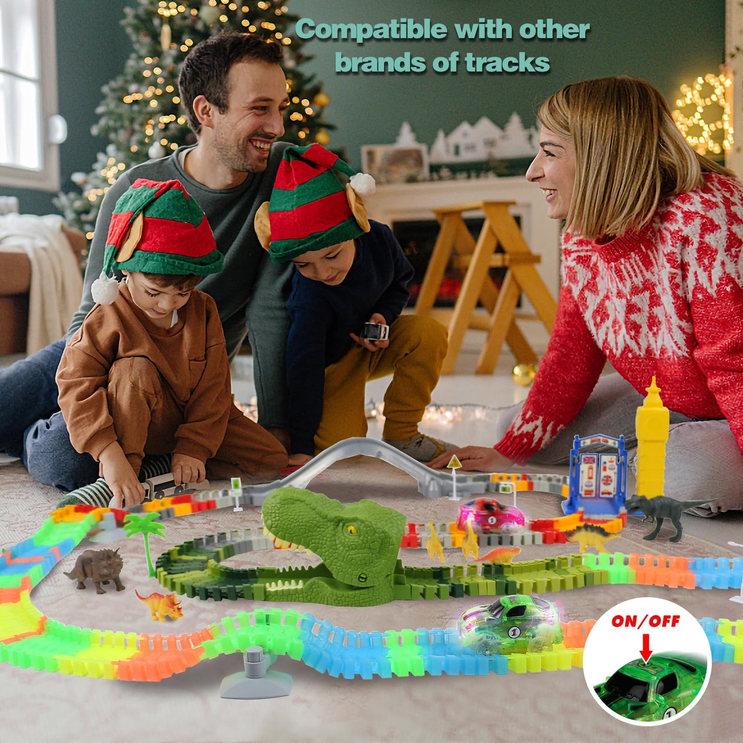 Toys for 3 years old. Race track for kids with 240 pieces. Glow tracks for cars. Great gift for girls and boys aged 3-6.
