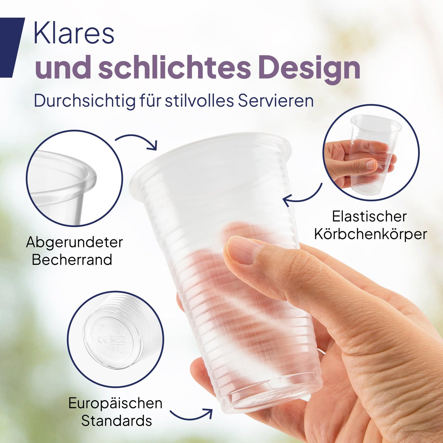 Inoverse 1000 pieces Plastic Cups, 0.3 L Transparent Disposable Cups, Plastic Party Cups, Beer Cups, Water Cups.