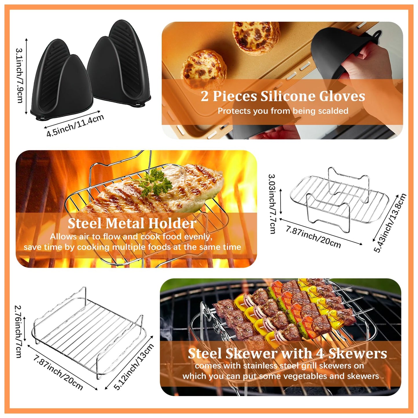 Airfryer accessories for Ninja Foodi Flexdrawer AF500EU 10.4 L, 1×10.4L and 2×5.2L silicone mold for Ninja air fryer af500de accessories, Additional accessories included in the package