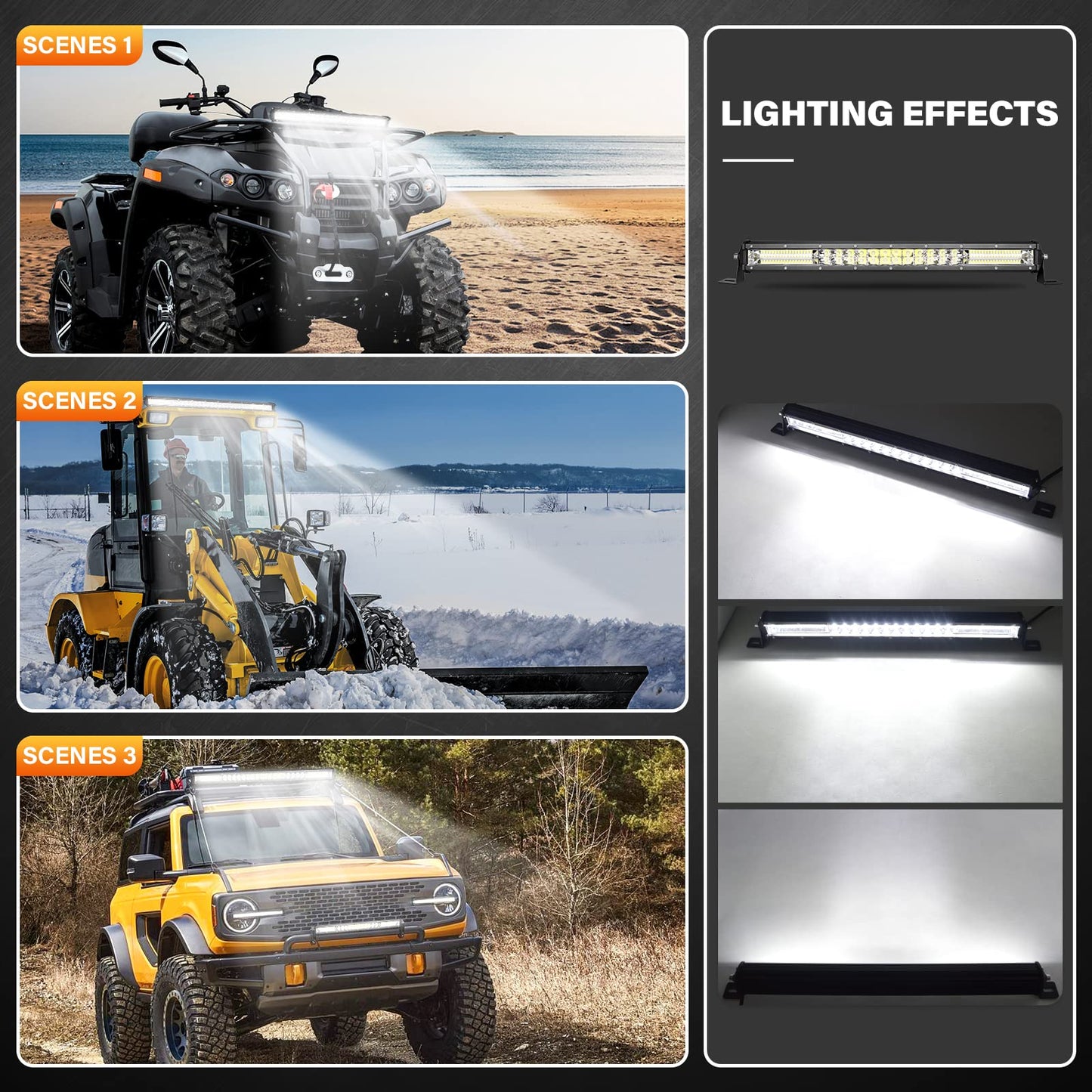 SKYWORLD LED work light bar 50cm 180W floodlight spotlight combo off-road lighting LED additional spotlight for 4x4 SUV ATV UTV car tractor, with 12V wiring harness.