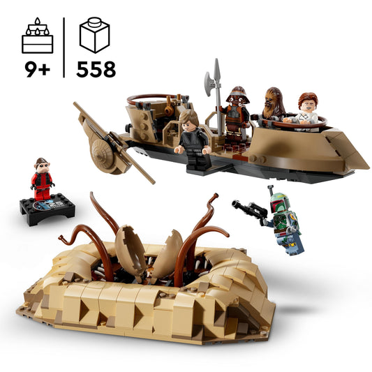 LEGO Star Wars: Return of the Jedi Desert Skiff and Sarlacc Pit, fantasy collecting and building set, construction toy, gift for boys, girls, and all fans 75396