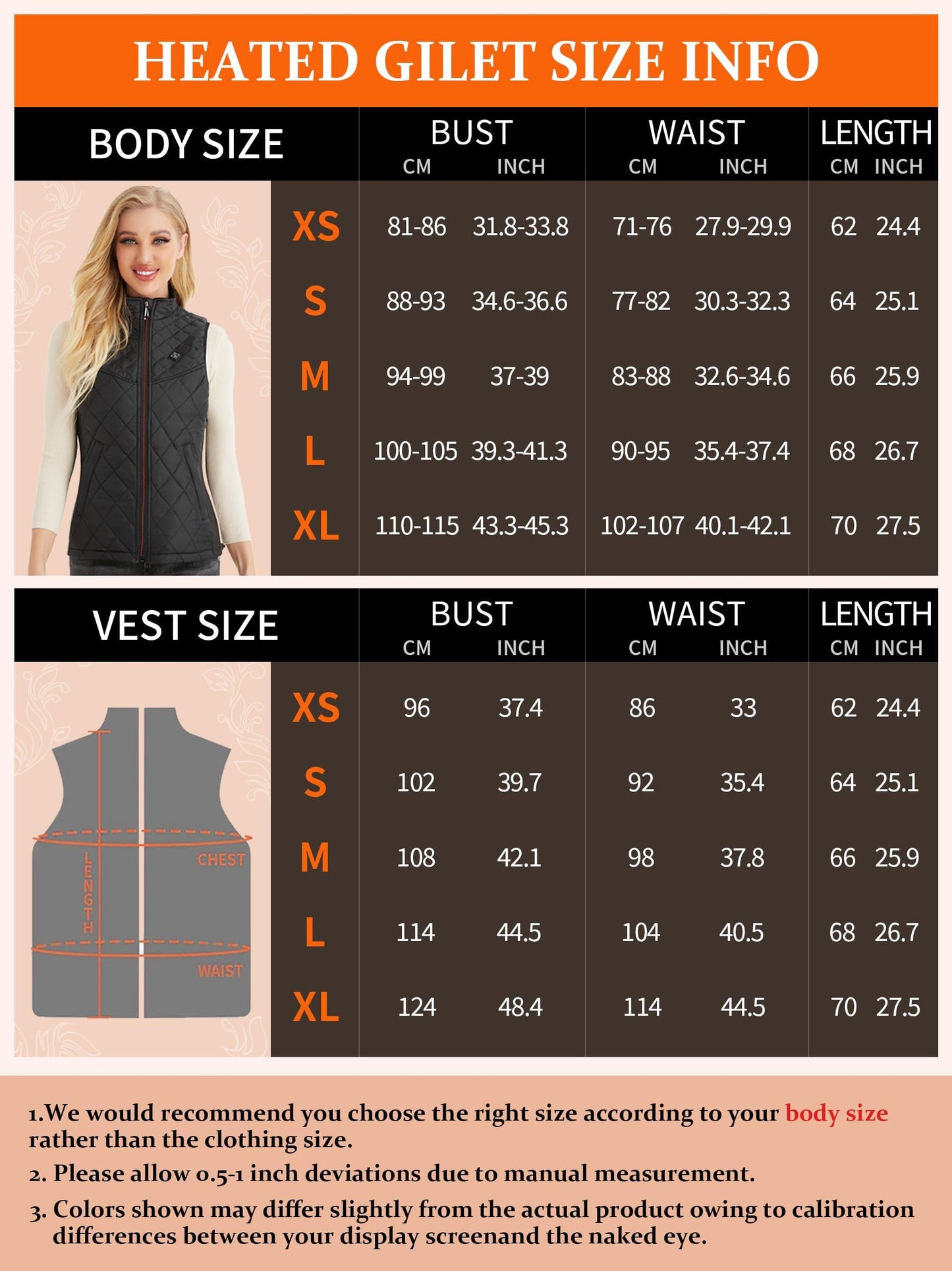 Kintiwe Women's Heated Vest, Heated Vest with 16000mAh Power Bank, Heated Jacket with 6 Heating Zones.