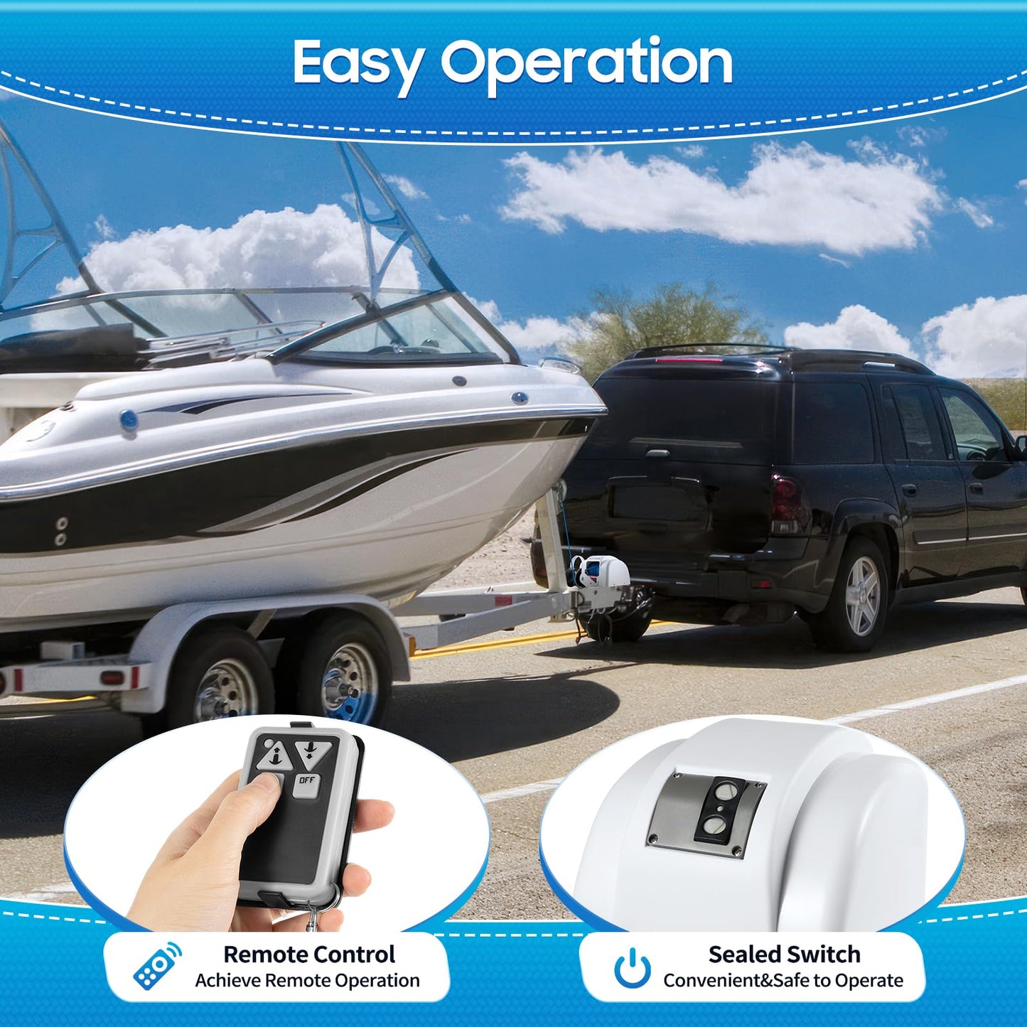 LENJKYYO 45LBS 12V Electric Anchor Winch with Wireless Remote Control Marine Anchor Winch Saltwater Boat Electric Anchor Windlass Anchor Winch for Anchors up to 45LBS