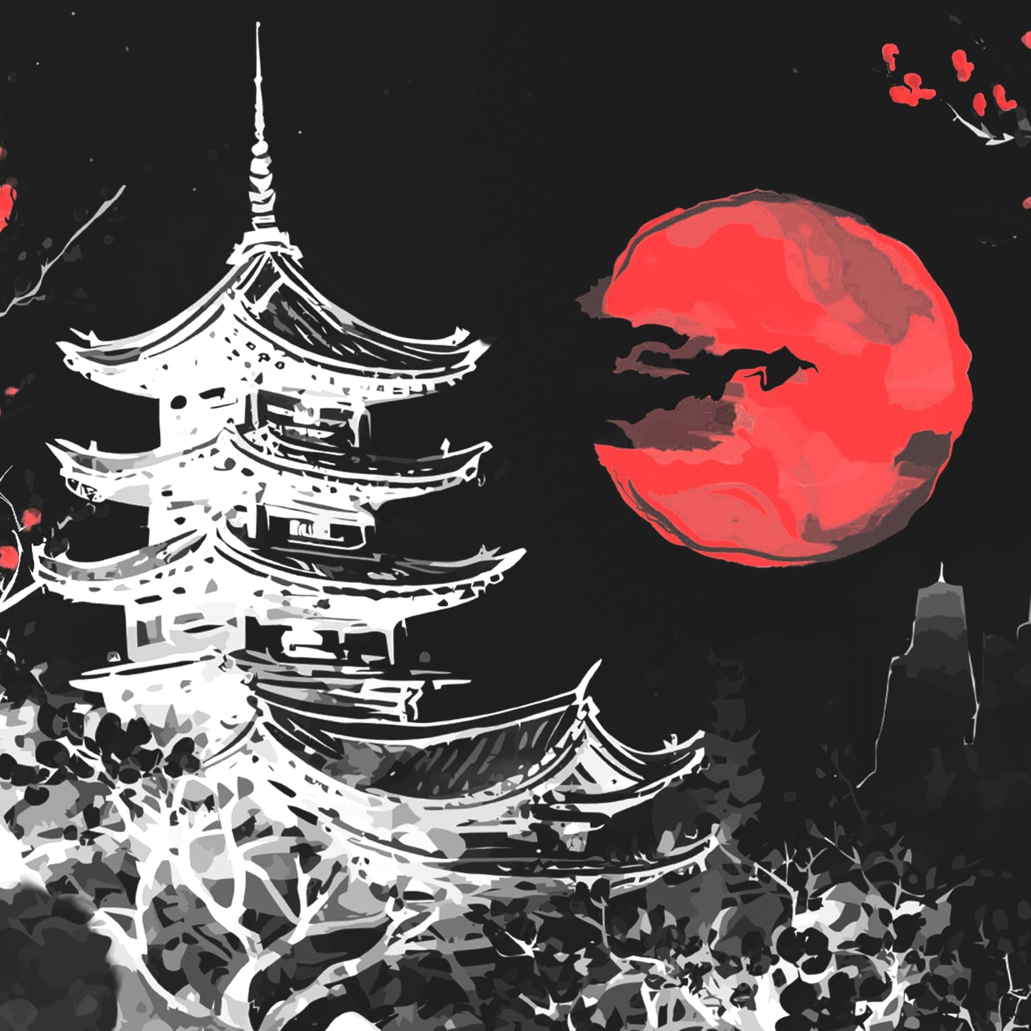 TITANWOLF - XXL Speed Gaming Mousepad 900 x 400mm - XXL Mousepad - Desk Pad Large Size - Improved Precision and Speed - Japan Ink Painting Black
