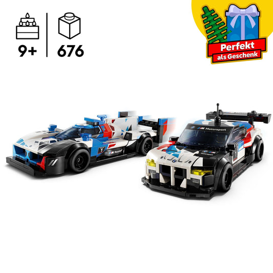 LEGO Speed Champions BMW M4 GT3 & BMW M Hybrid V8 race car toy with 2 buildable model cars and 2 race driver minifigures, gift for boys, girls ages 9+, model car 76922