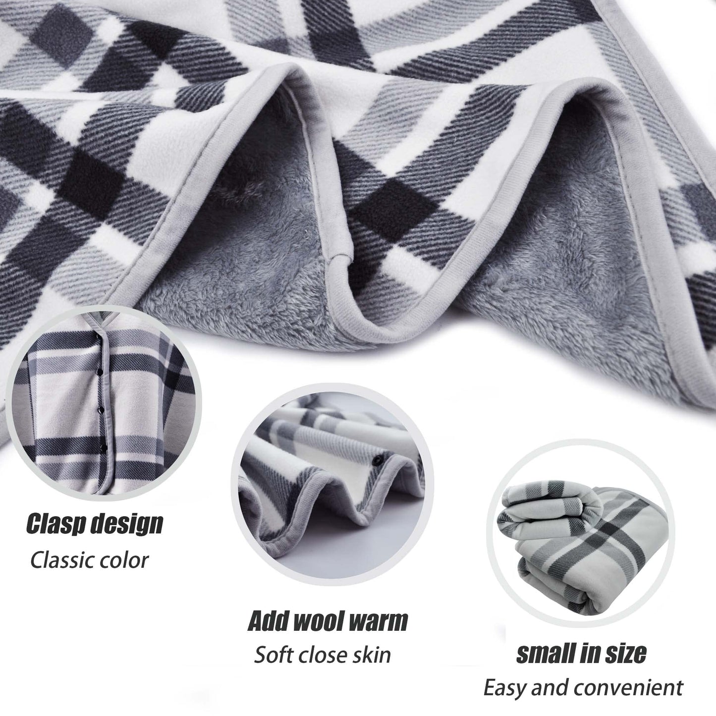 Beifon poncho winter warm women's blanket flannel fleece poncho cape soft thick winter warm wrap poncho open front cape office home for women girls children (gray+white)
