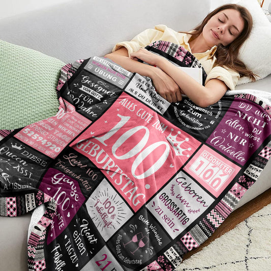 Yesbird 100th birthday women, 100th birthday decor, 100th birthday women, gifts for 100th birthday woman, gift 100th birthday woman blanket 200x150CM