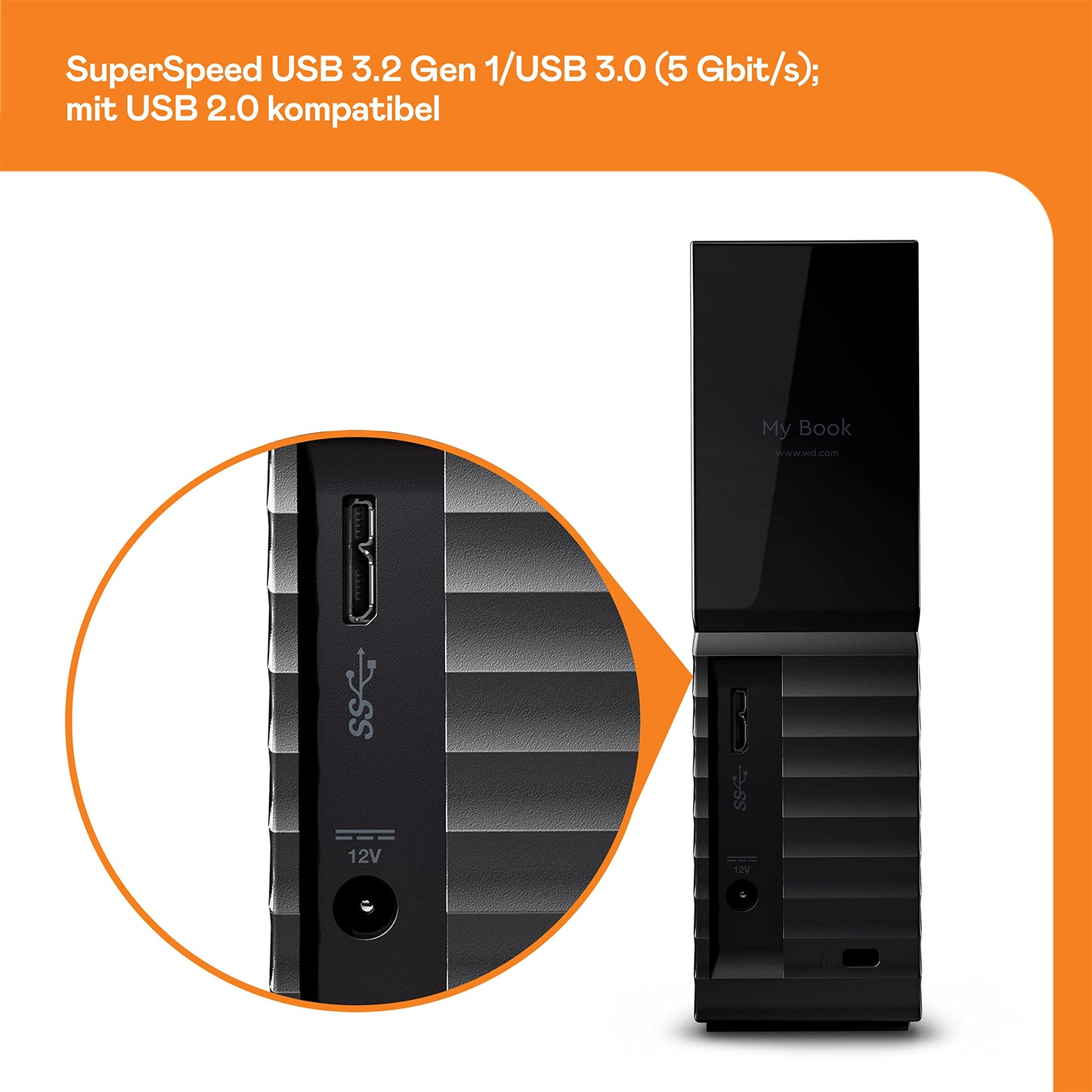 WD My Book 18 TB USB 3.0 desktop hard drive with password protection (desktop storage, backup software, hardware encryption, SuperSpeed USB).