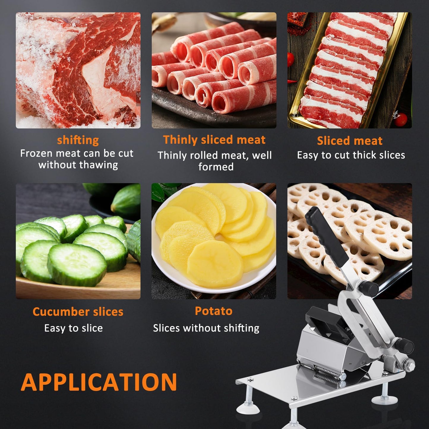 BAOSHISHAN Manual Frozen Meat Slicer 0.5-8mm Adjustable Thickness Meat Slicing Machine for Hotpot Preparation