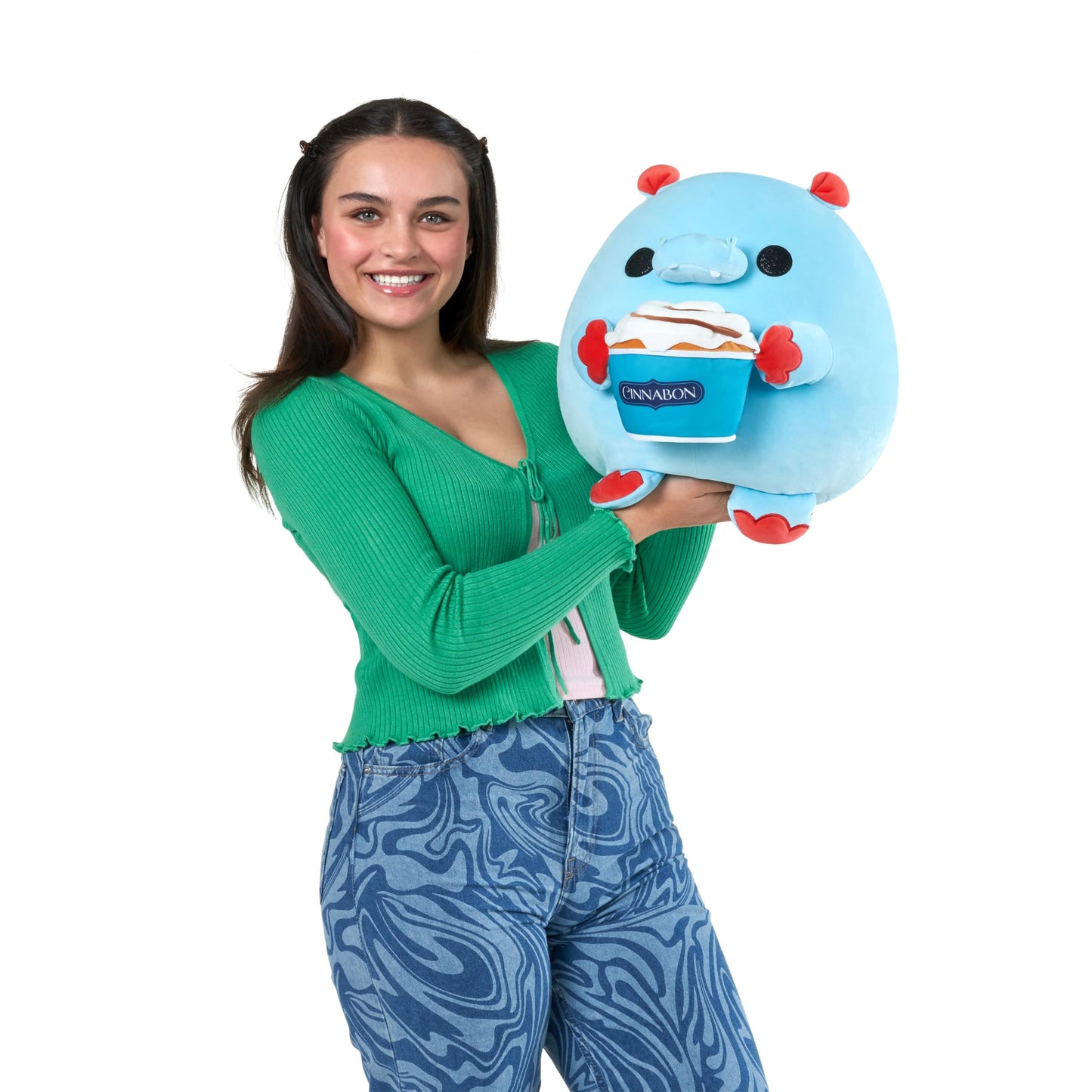 Snackles Super Sized 14 inch (Cinnabon) by ZURU Cuddly Squishy Comfort 14 inch plush with licensed snack brand accessory, Mother's Day gift