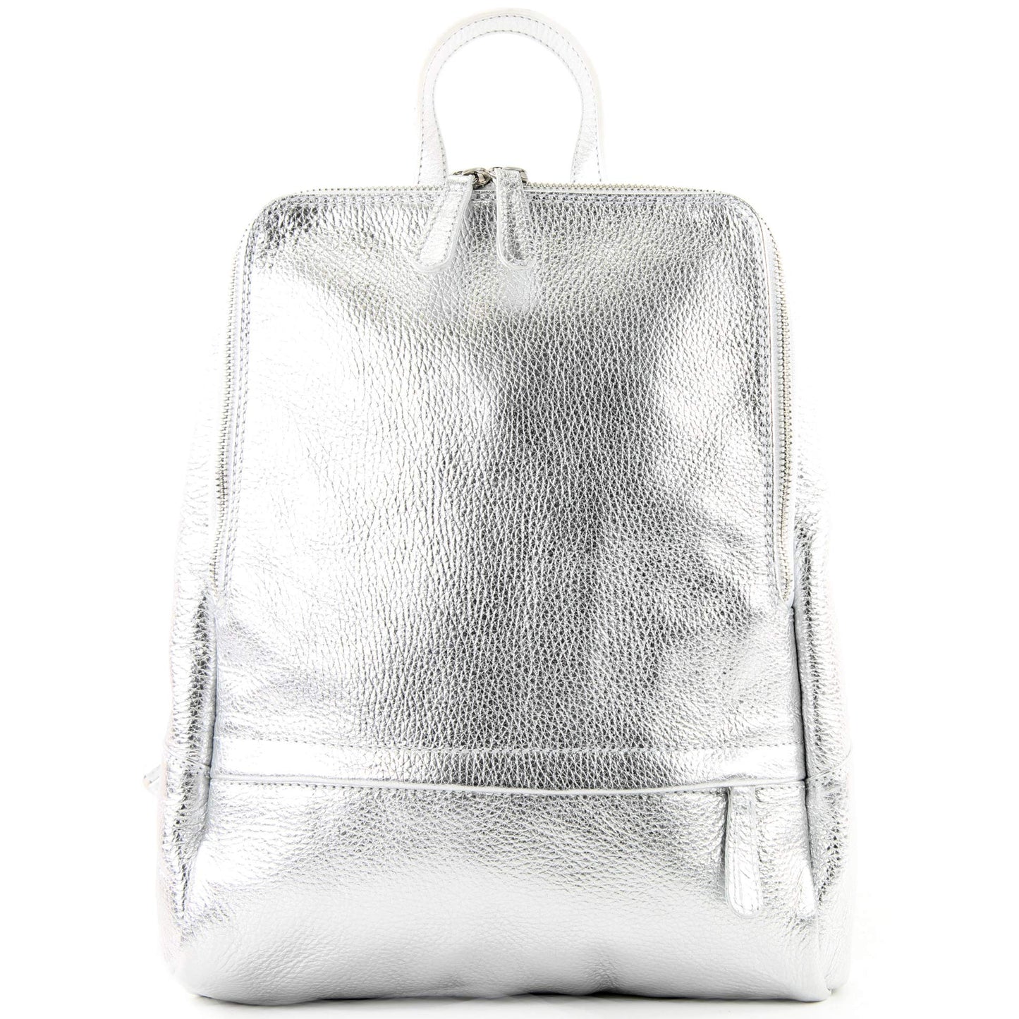modamoda de T138 women's leather backpack handbag handmade in Italy, color: silver
