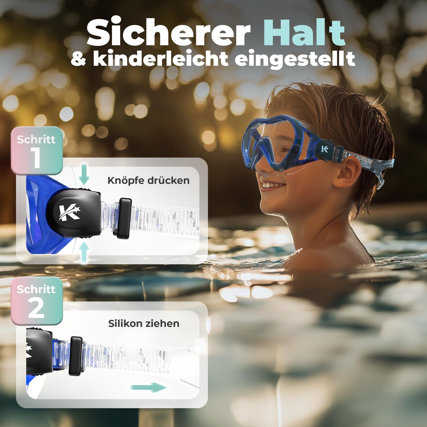 Kidverse Kids Diving Mask with Nose - Panoramic Kids Diving Mask - Swim Goggles with Nose for Girls & Boys - Waterproof Child Diving Mask