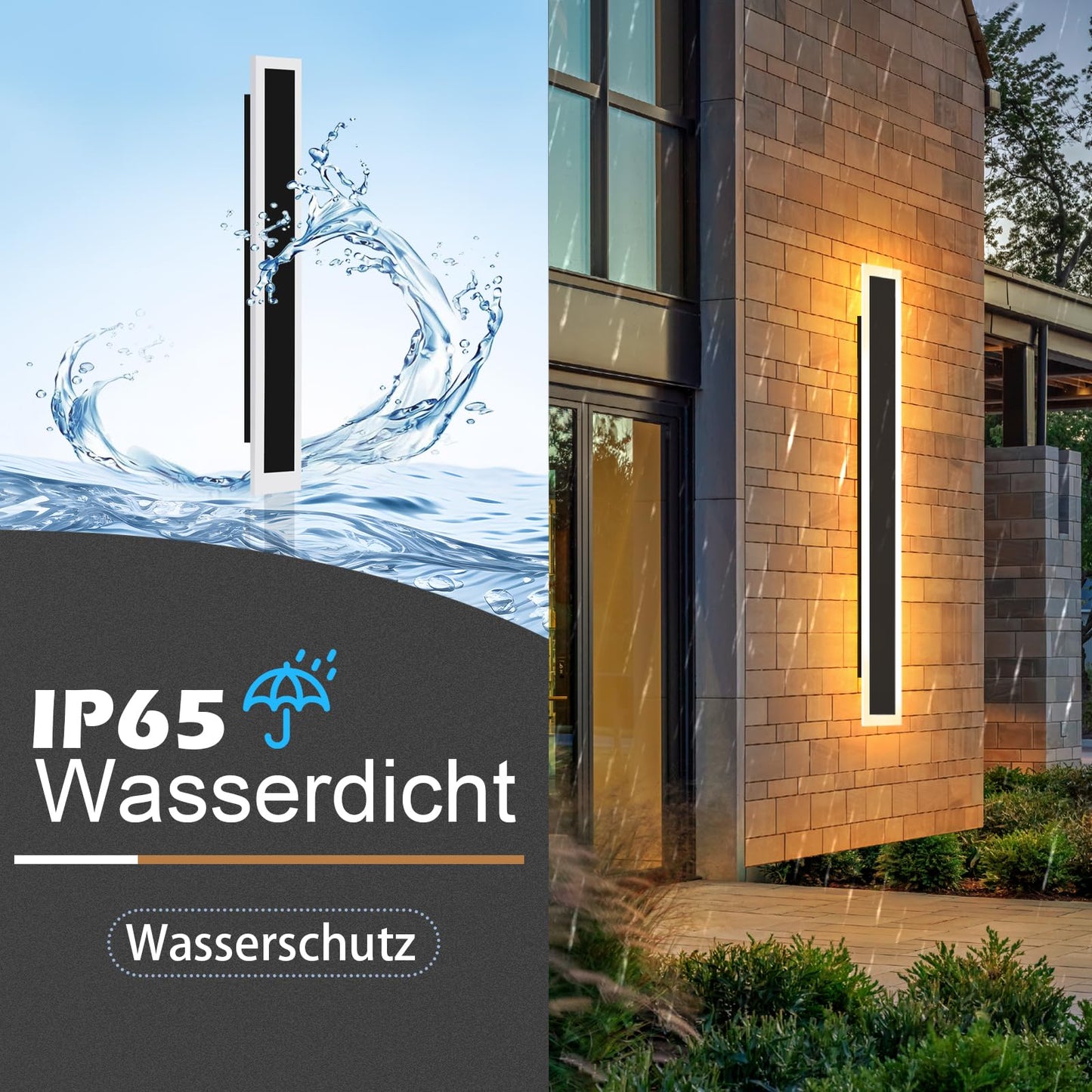 ZMH LED outdoor wall light: 100cm black exterior wall lamp long villa outdoor lamp IP65 waterproof modern outdoor light 21W wall lighting for garden staircase terrace