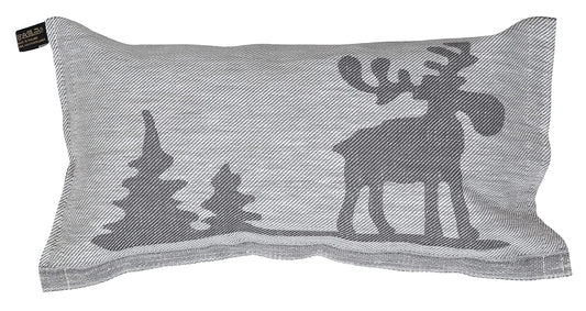 Jokipiin Pellava JOKIPIIN 1 Sauna pillow and travel pillow Moose, 40 x 22 cm, Linen/cotton, made in Finland, grey/white, 22 x 40 cm