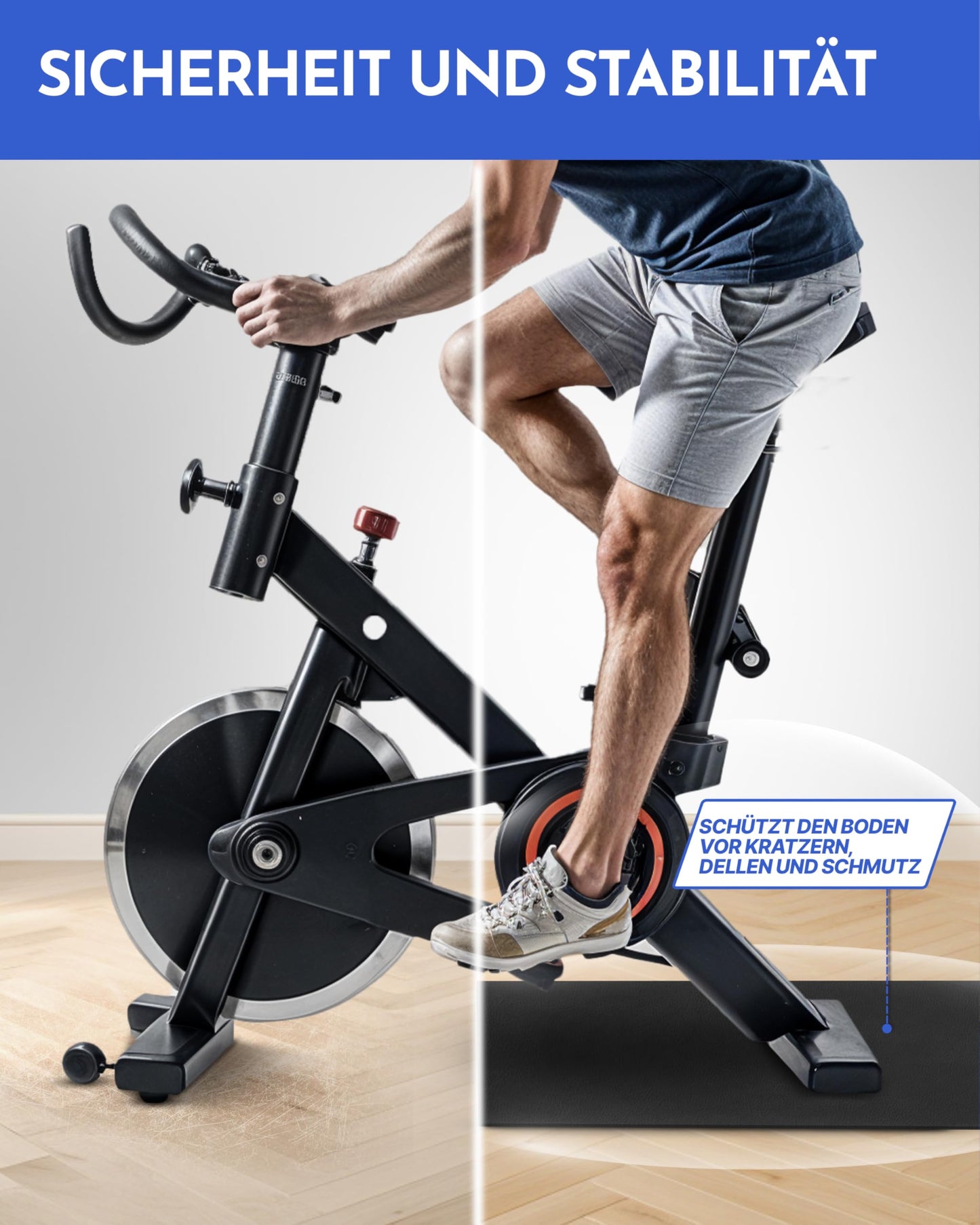 NEOLYMP Floor Protection Mat for Fitness Equipment (200 x 90cm) - Treadmill Mat 8mm Thickness - Durable, Non-Slip & Shock-Absorbing - Fitness Floor Mat for Crosstrainers - Exercise Mat, Fitness Mat