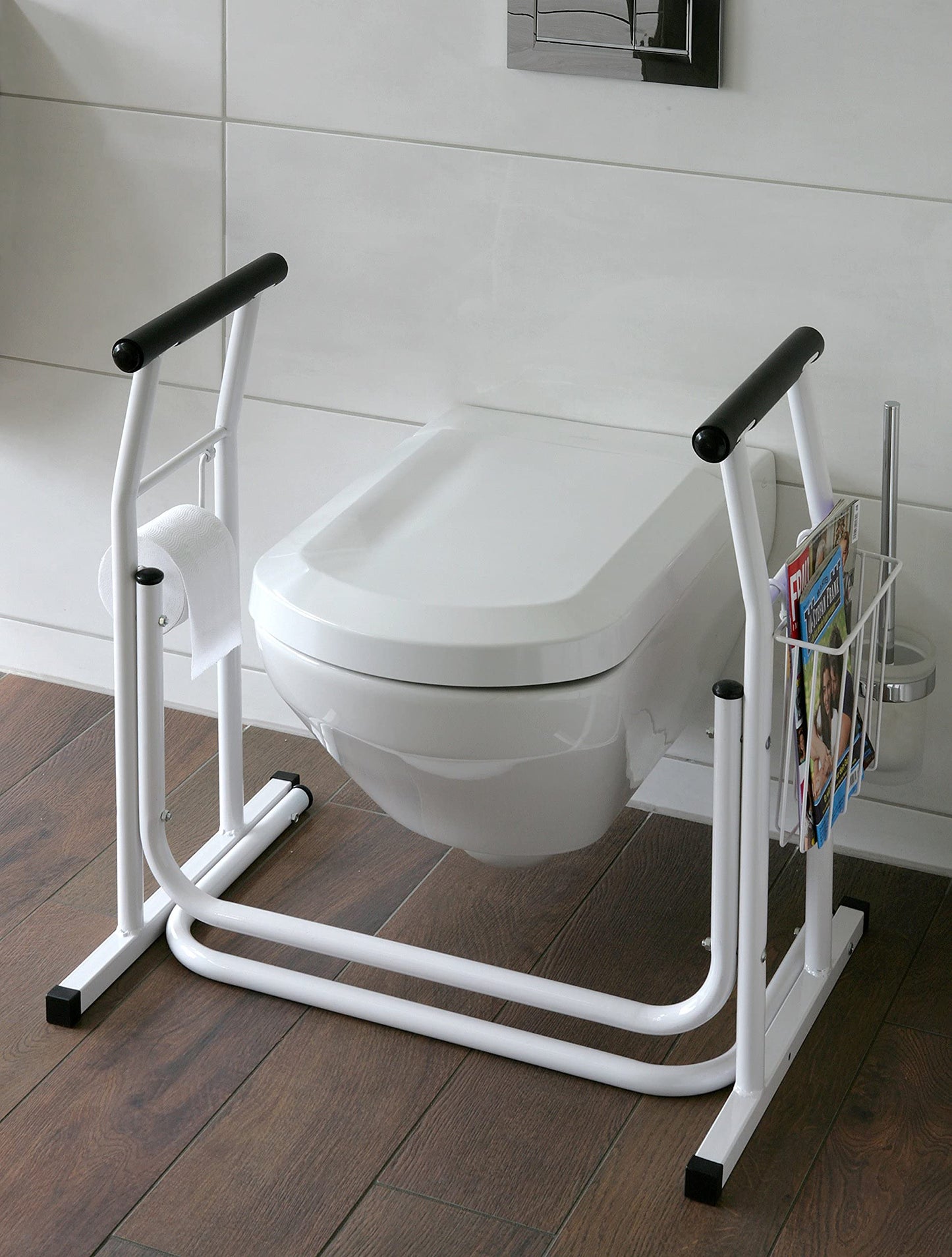 HeRo24 WC riser aid - mobile toilet support frame - handle for bathroom - support rail - grab bar.