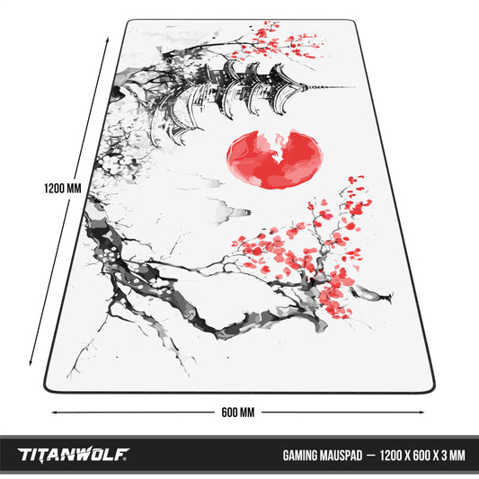 Titanwolf XXXL Oversized Mousepad 47x24 inches, Gaming Mousepad Large, improved precision and speed XXXL, for Logitech mouse and keyboard, Japan Ink Painting