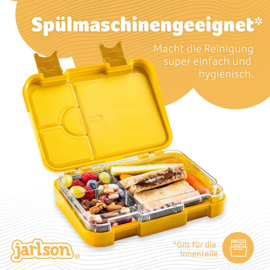 Jarlson® lunchbox for children with 6 compartments TONI - leak-proof bento box - snack box for kindergarten and school - girls and boys - | lunch box | snack box (yellow)