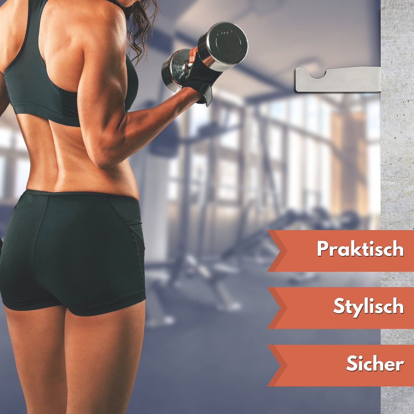 Wall mount for dumbbells | Timelessly beautiful design made of stainless steel | Over 50 kg weight capacity | Suitable for > 90% of all dumbbells | Quality from Germany