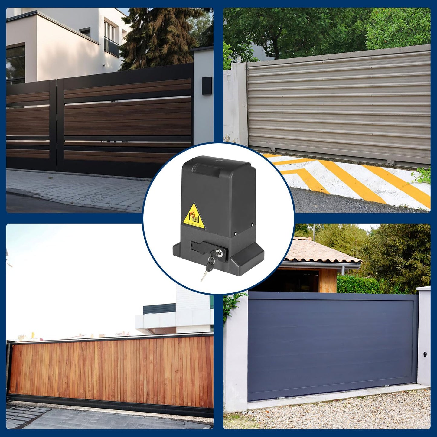 Ansobea Sliding Gate Opener 370W gate opener Garage door opener with 2 remotes up to 800kg electric sliding door opener with Automatic Closing function for hotel, factory