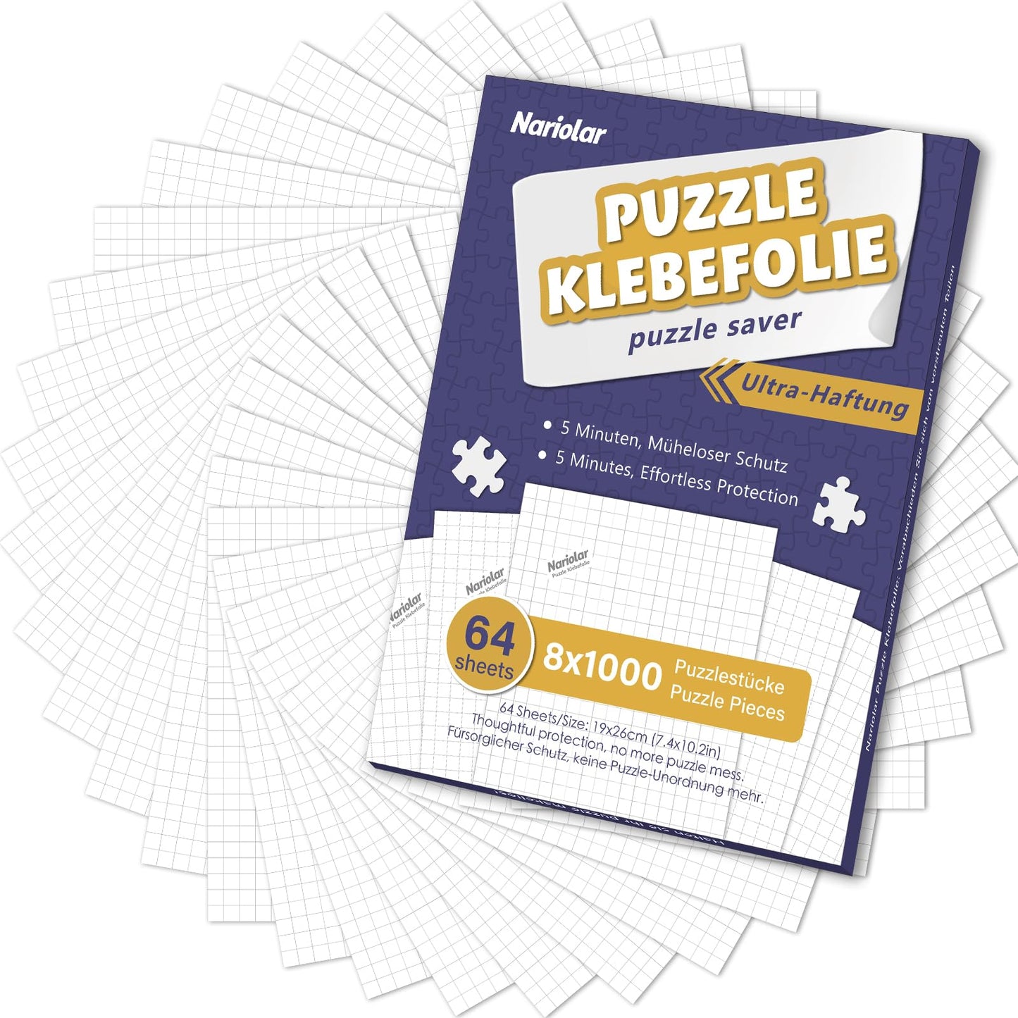 Nariolar Ultra Adhesive Puzzle Sticker, 64 super puzzle adhesive to preserve 8 x 1000 piece puzzles and protect the puzzles in just a few minutes.