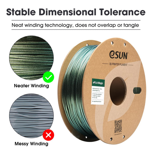 eSUN Dual Color PLA Filament 1.75mm, ePLA-Magic Glitter 3D Printer PLA Filament, Accuracy +/- 0.05mm, 1KG Spool (2.2 LBS) for 3D printers, Dark Shiny Gold
