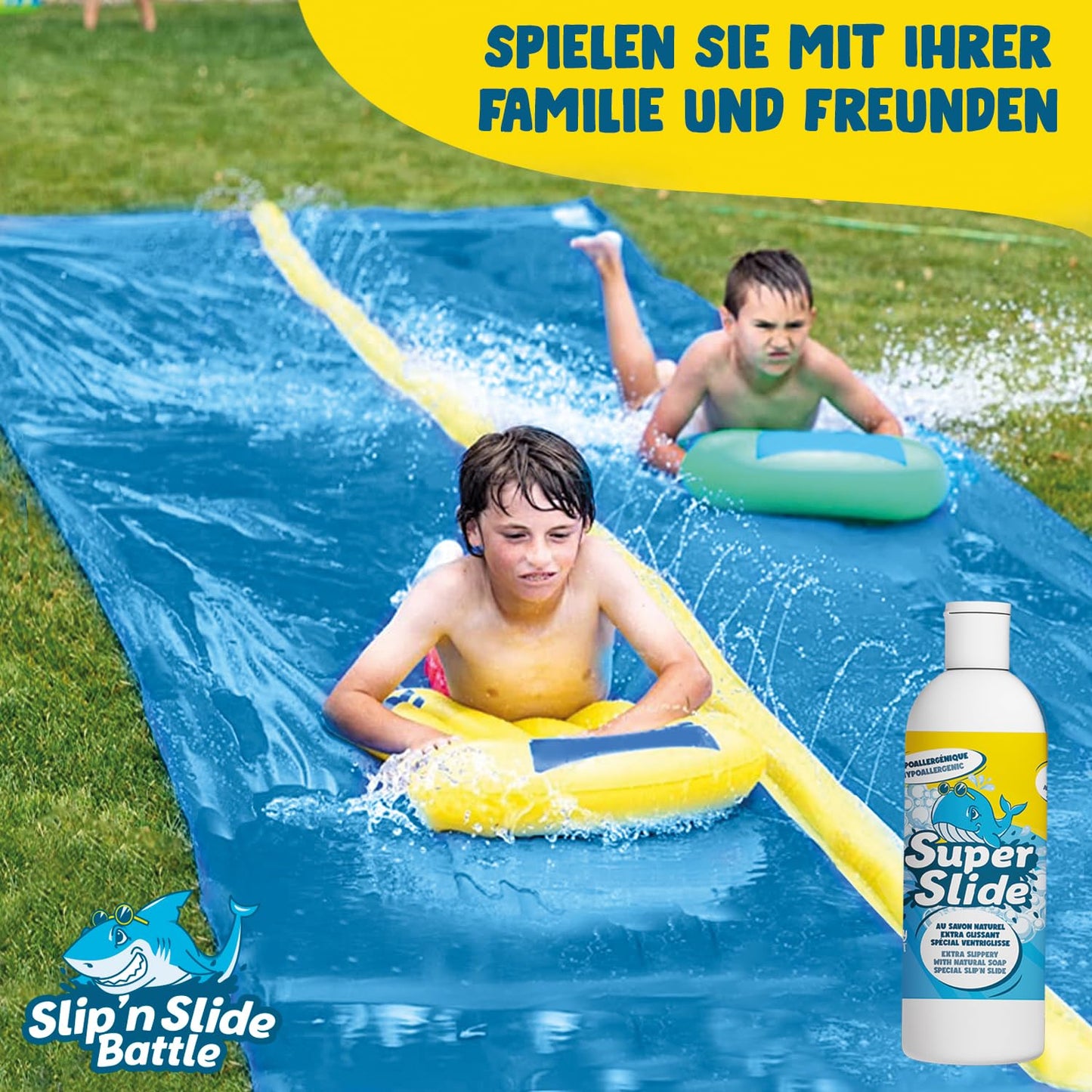 Original Cup® | Water Slide Mat Giant Pack XXL | 1 Slip Mat Double Track 10 Meters + 1 Liter Extra Sliding Soap 100% natural | Premium Quality | Slip'n Slide Water Games 100% Fun