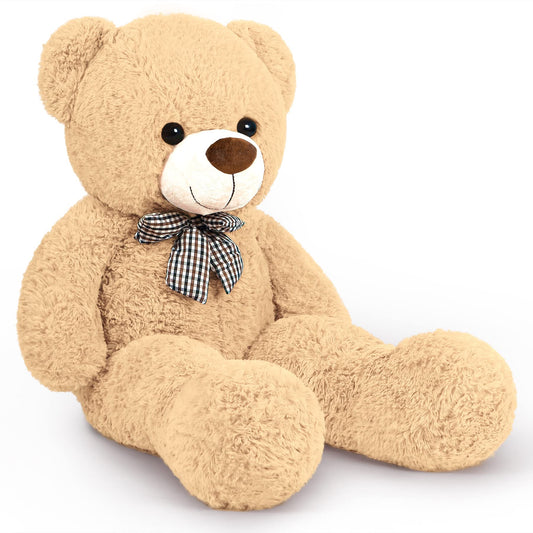SNOWOLF 110cm Giant Teddy Bear Plush Toy, huge plush bear cute bear stuffed animal for girls and children (1.1m Light brown)