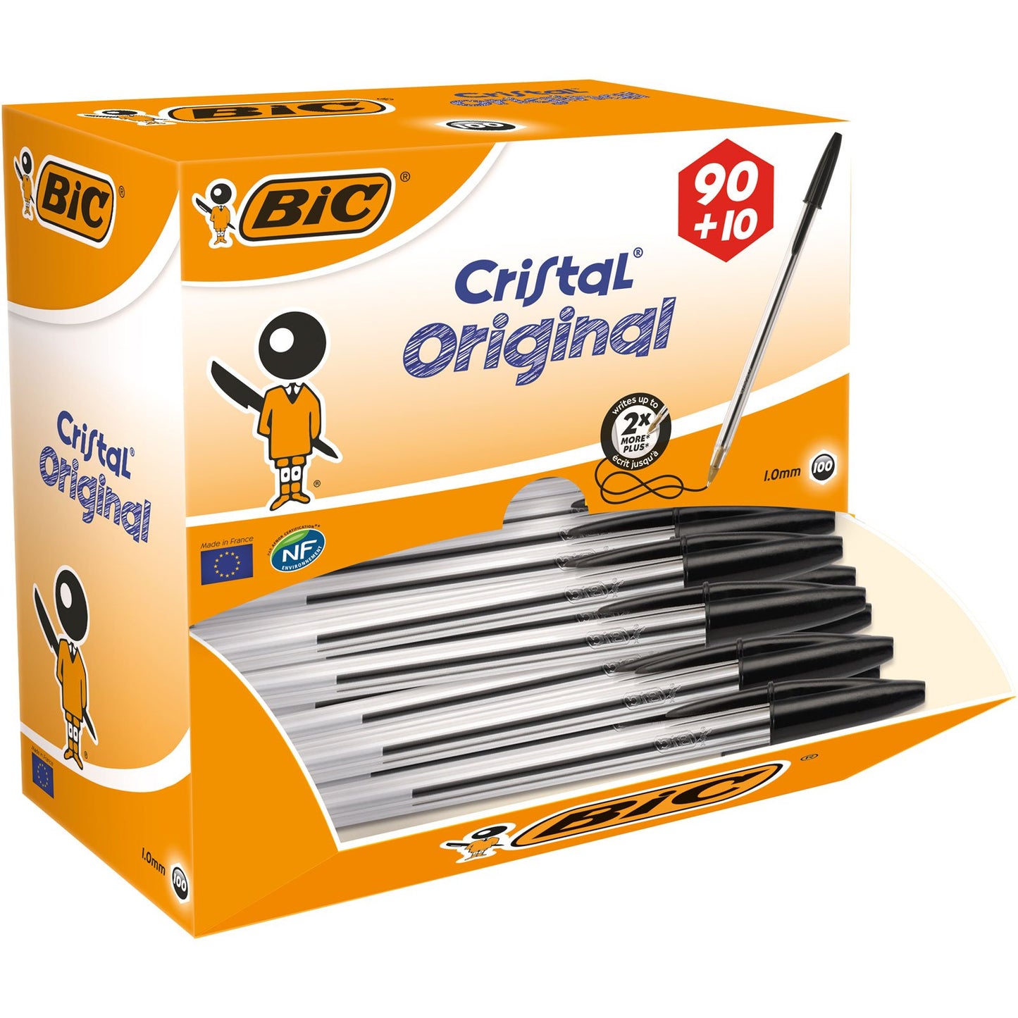 BIC ballpoint pen set Cristal Original, in blue, line width 0.4 mm, 150-pack & ballpoint pen set Cristal Original, in black, line width 0.4 mm, 100-pack