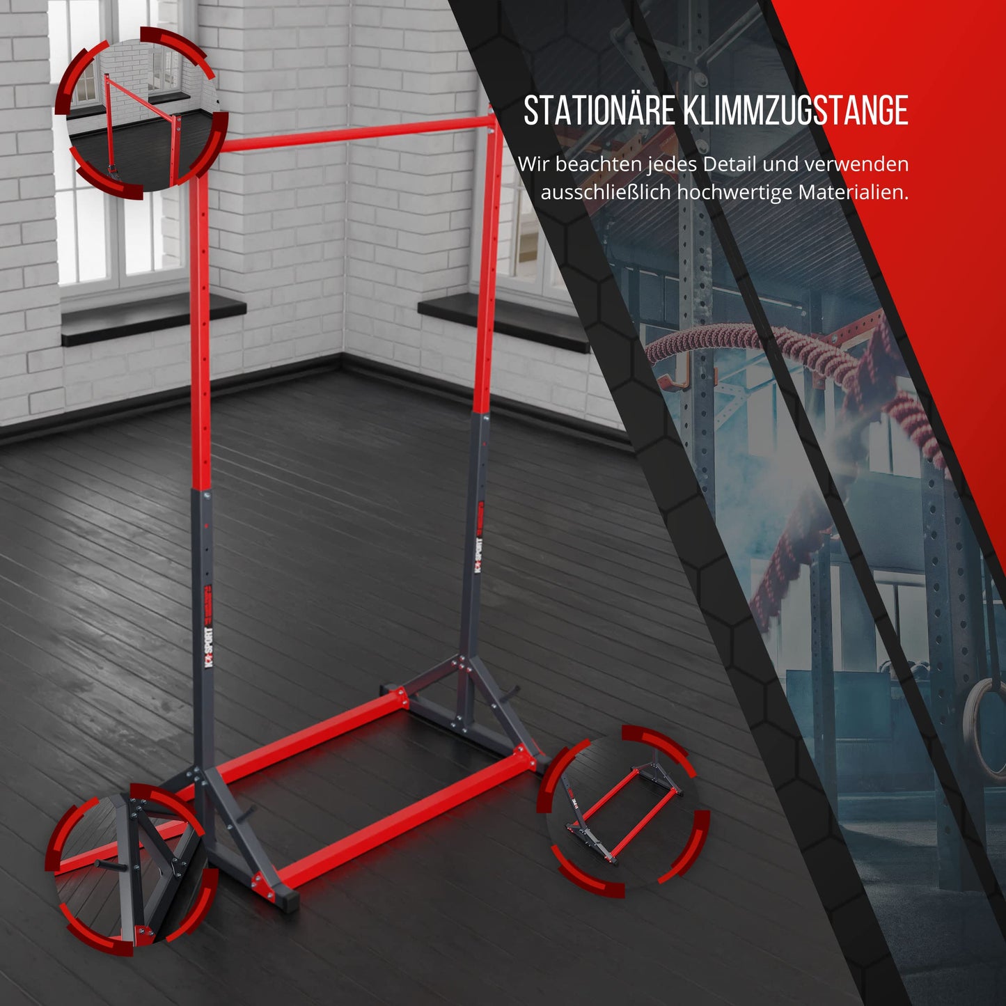 K-Sport: Stationary pull-up bar up to 140kg, free-standing pull-up tower with pull-up bar & weight holder I pull-up tower for muscle training I Pull Up Mate, incl. E-Book