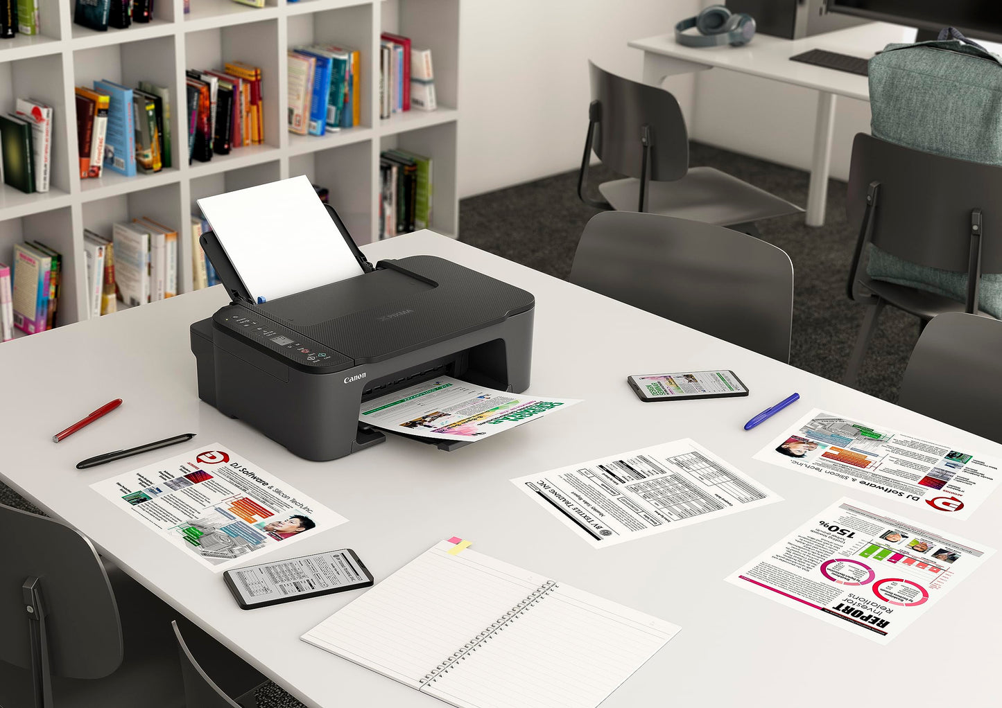 Canon Pixma TS3450 color inkjet printer multifunction device A4 (scanner, copier, printer, 4800 x 1200 DPI, LCD, WiFi, USB, Apple AirPrint, PIXMA Cloud Link, duplex printing), black, 1