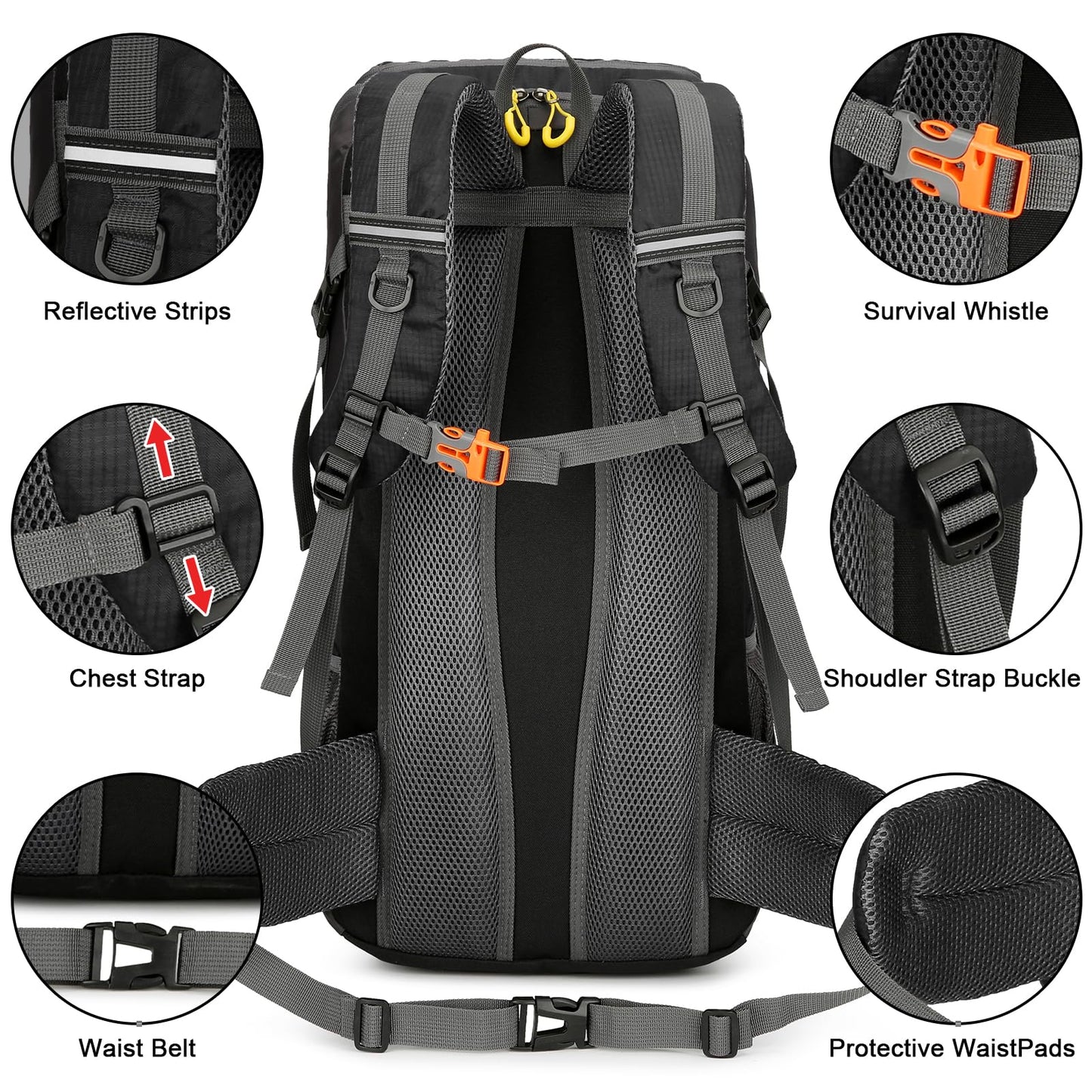 jianyana hiking backpack 50L trekking backpack rain cover travel backpack waterproof camping backpack for hiking camping mountaineering traveling sports men women