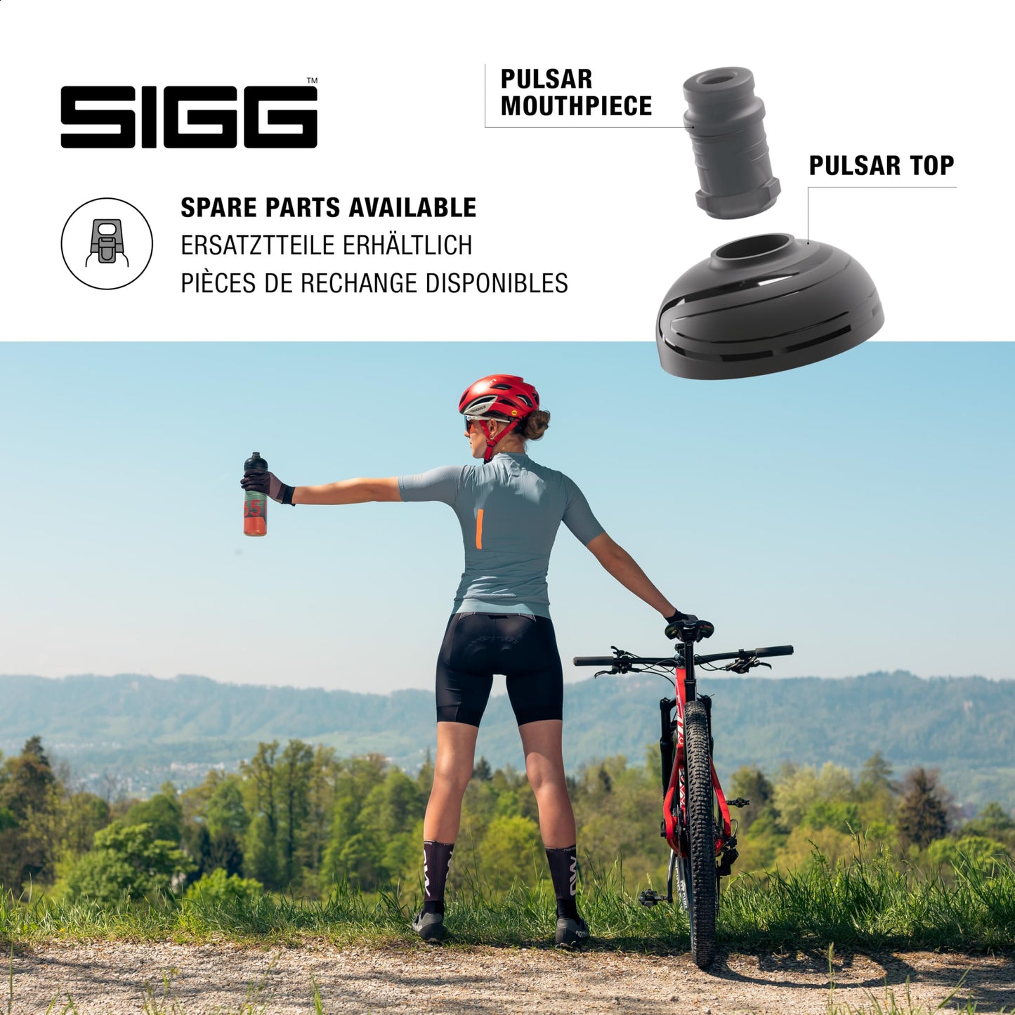 SIGG - Bike Water Bottle - Pulsar Therm Frost - Insulated - Squeezable - Dishwasher Safe - Lightweight - Leak-proof - BPA-free - Outdoor Sport & Bike Accessory - Pastel turquoise & red - 0.65L