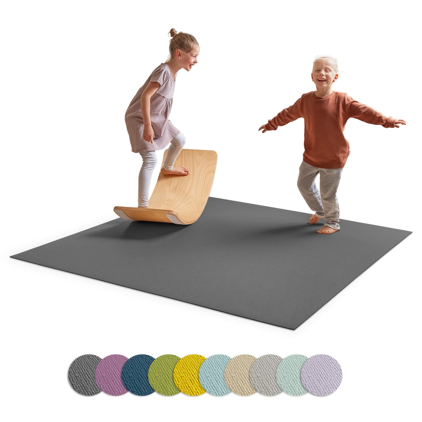 Honored Child® Made in Germany Anti-Slip Crawling Mat Oeko-Tex Mats | Playmat Baby | Size 120x120cm GRAY
