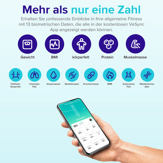 Etekcity Body Fat Scale, Digital Scale with APP 180 kg/400 lbs, Smart Scale with Body Fat and Muscle Mass, Bluetooth Scale for Baby and Pregnant Women, Black