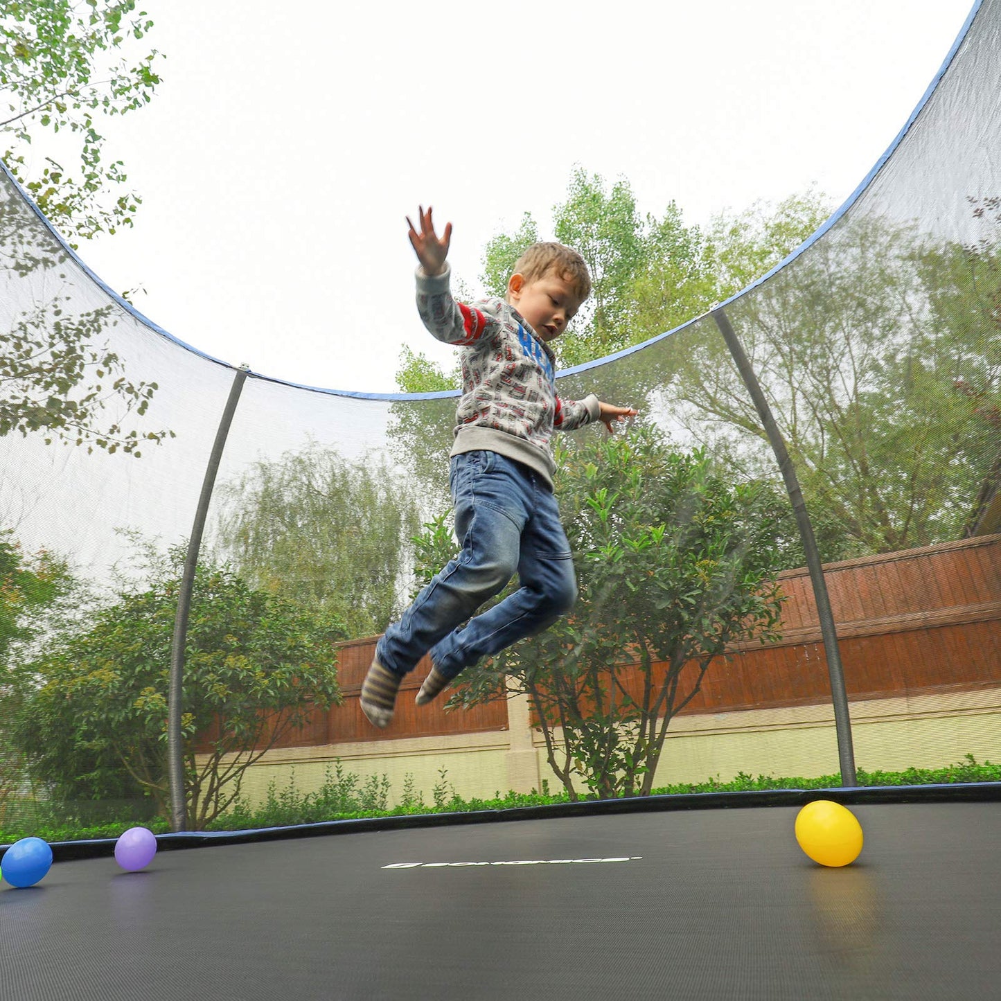 SONGMICS replacement net for round trampoline, Ø 366 cm, safety net for 8 straight posts, round net, black STN12FT