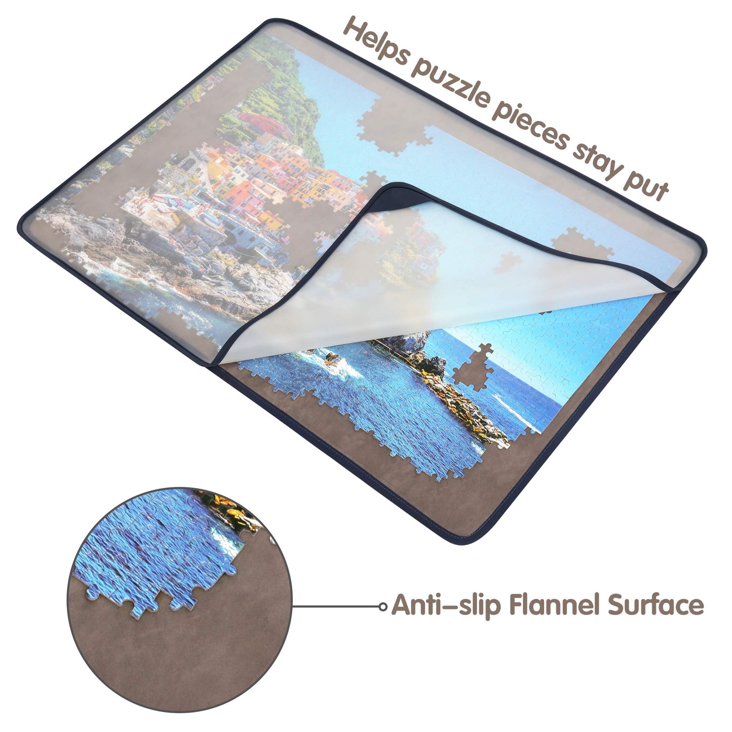 Tektalk Puzzle Board, portable puzzle mat with dustproof cover for puzzle storage, non-slip surface (gray, for up to 1000 pieces)